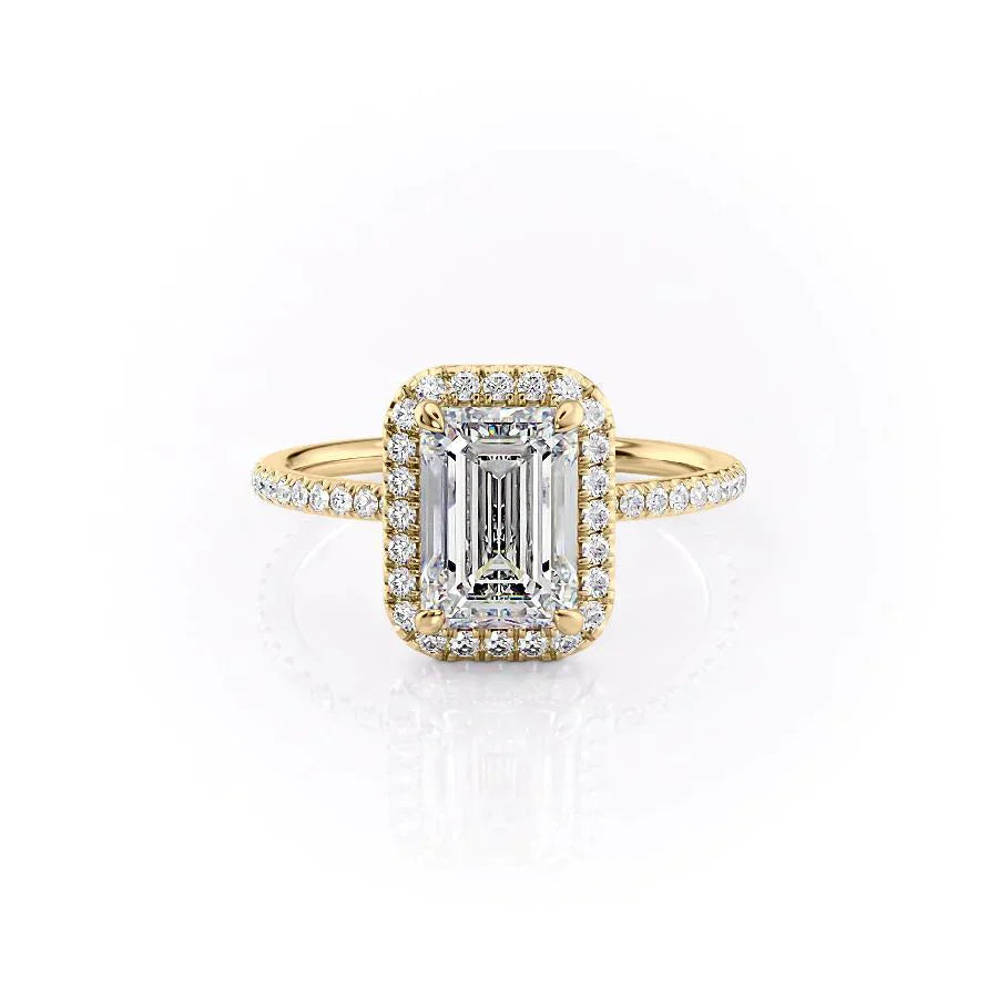 The Michelle Set With A 1 Carat Emerald 18K Yellow Gold Lab Diamond