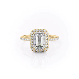 The Michelle Set With A 1 Carat Emerald 18K Yellow Gold Lab Diamond