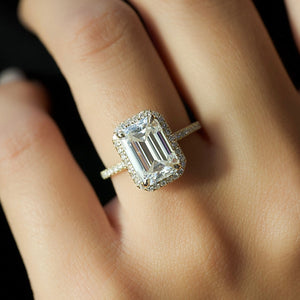 The Michelle Set With A 1 Carat Emerald 18K Yellow Gold Lab Diamond