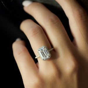 The Michelle Set With A 1 Carat Emerald 18K Yellow Gold Lab Diamond
