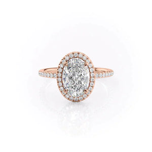 The Michelle Set With A 3 Carat Oval 14K Rose Gold Lab Diamond