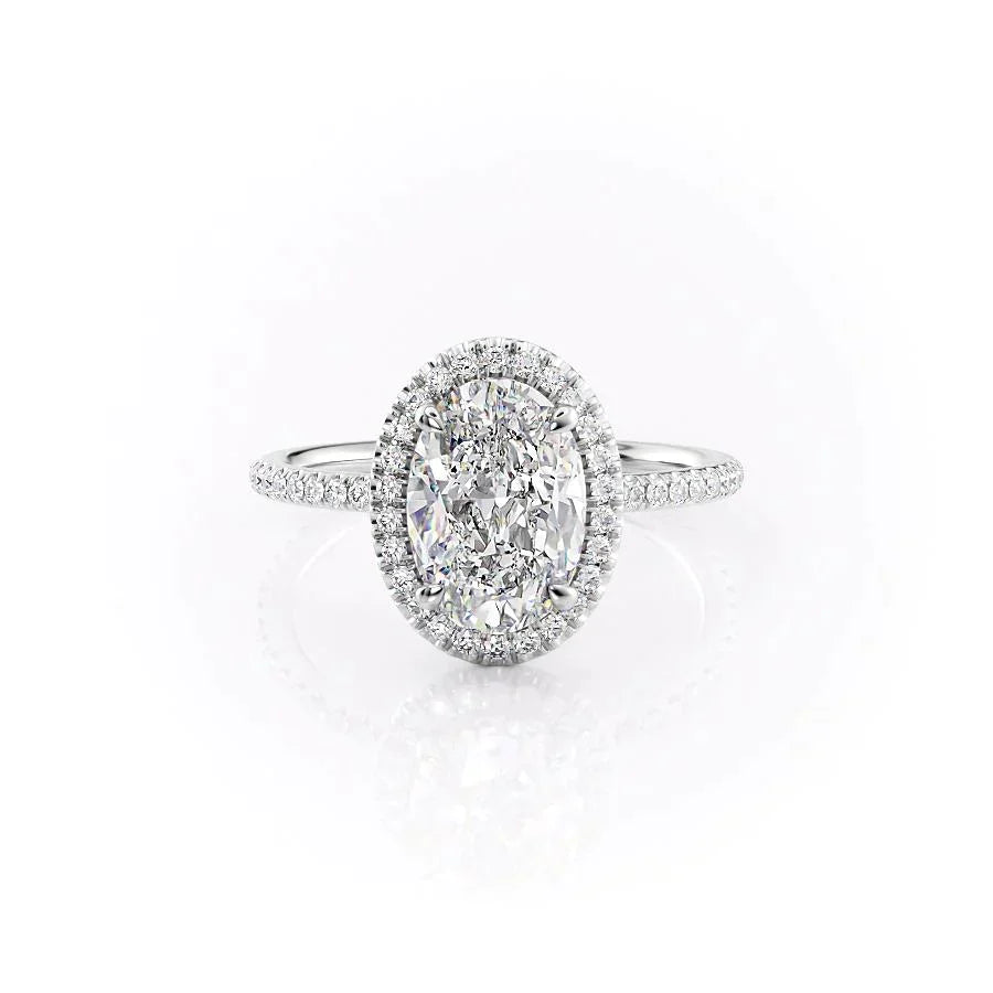 The Michelle Set  With A 1 Carat Oval 14K White Gold Moissanite