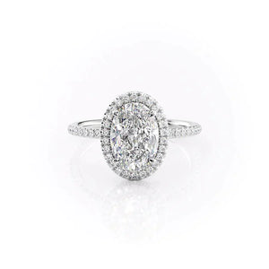 The Michelle Set  With A 1 Carat Oval 14K White Gold Moissanite
