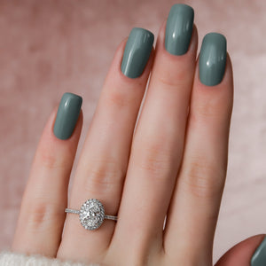 The Michelle Set With A 1 Carat Oval 14K White Gold Lab Diamond