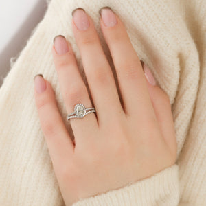 The Michelle Set With A 1 Carat Oval 14K White Gold Lab Diamond