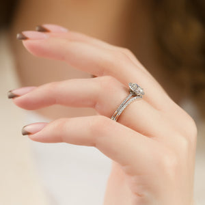 The Michelle Set With A 1 Carat Oval 14K White Gold Lab Diamond