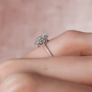 The Michelle Set With A 1 Carat Oval 18K White Gold Lab Diamond
