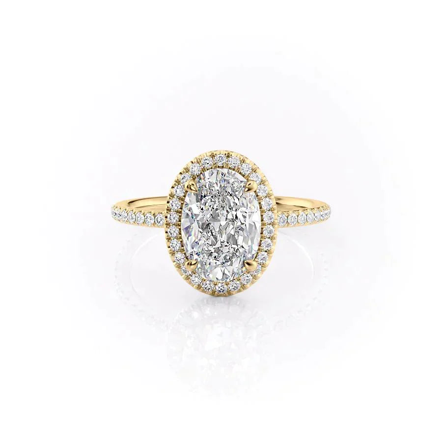 The Michelle Set  With A 1 Carat Oval 14K Yellow Gold Moissanite