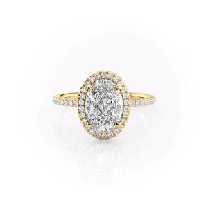 The Michelle Set  With A 1 Carat Oval 14K Yellow Gold Moissanite