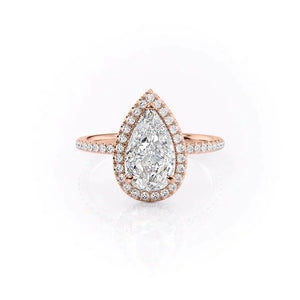 The Michelle Set With A 2.5 Carat Pear 14K Rose Gold Lab Diamond