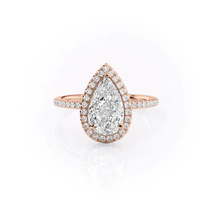 The Michelle Set With A 2 Carat Pear 14K Rose Gold Lab Diamond