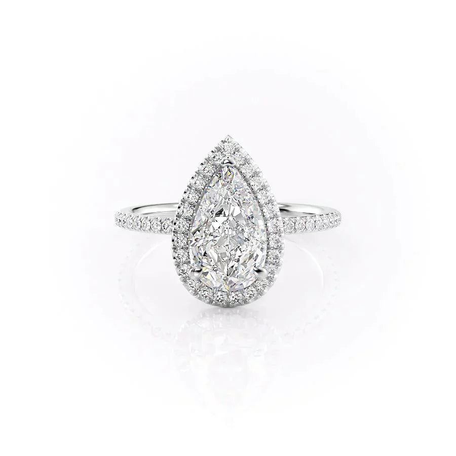 The Michelle Set With A 1 Carat Pear 18K White Gold Lab Diamond