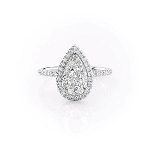 The Michelle Set With A 1.5 Carat Pear 14K White Gold Lab Diamond