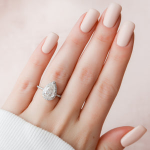 The Michelle Set With A 1 Carat Pear 14K White Gold Lab Diamond