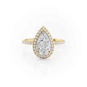 The Michelle Set With A 1.5 Carat Pear 18K Yellow Gold Lab Diamond
