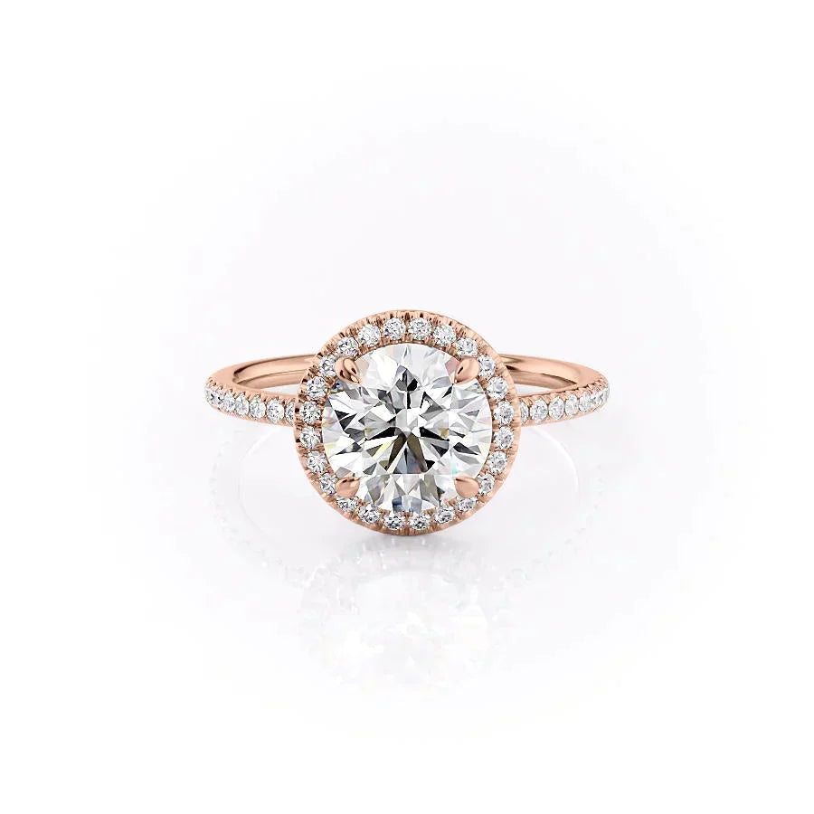 The Michelle Set With A 3 Carat Round 14K Rose Gold Lab Diamond
