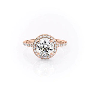 The Michelle Set With A 1.5 Carat Round 14K Rose Gold Lab Diamond