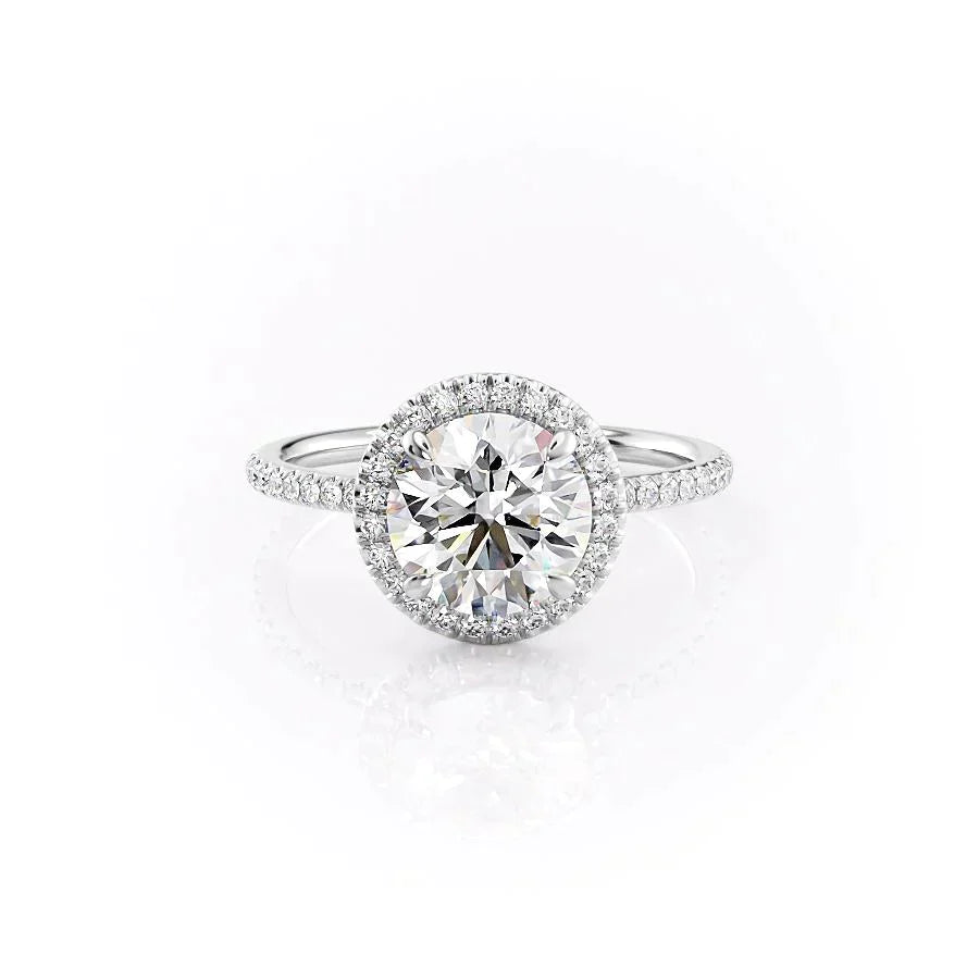 The Michelle Set With A 3 Carat Round 18K White Gold Lab Diamond