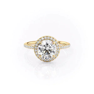 The Michelle Set With A 2.5 Carat Round 18K Yellow Gold Lab Diamond