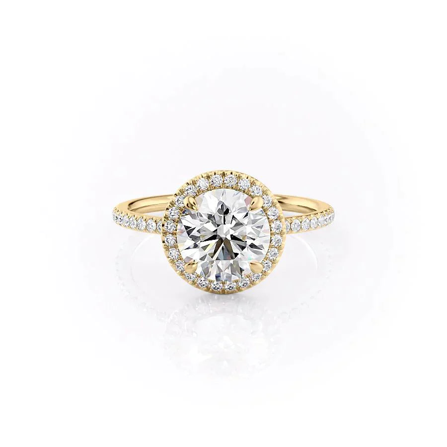 The Michelle Set With A 1 Carat Round 18K Yellow Gold Lab Diamond