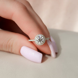 The Michelle Set With A 1 Carat Round 18K Yellow Gold Lab Diamond