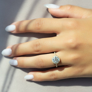 The Michelle Set With A 1.5 Carat Round 18K Yellow Gold Lab Diamond