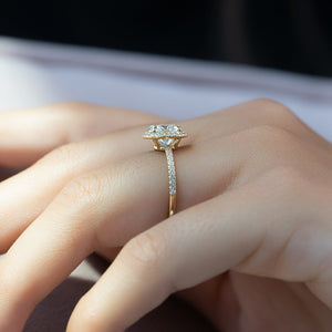 The Michelle Set With A 1 Carat Round 18K Yellow Gold Lab Diamond