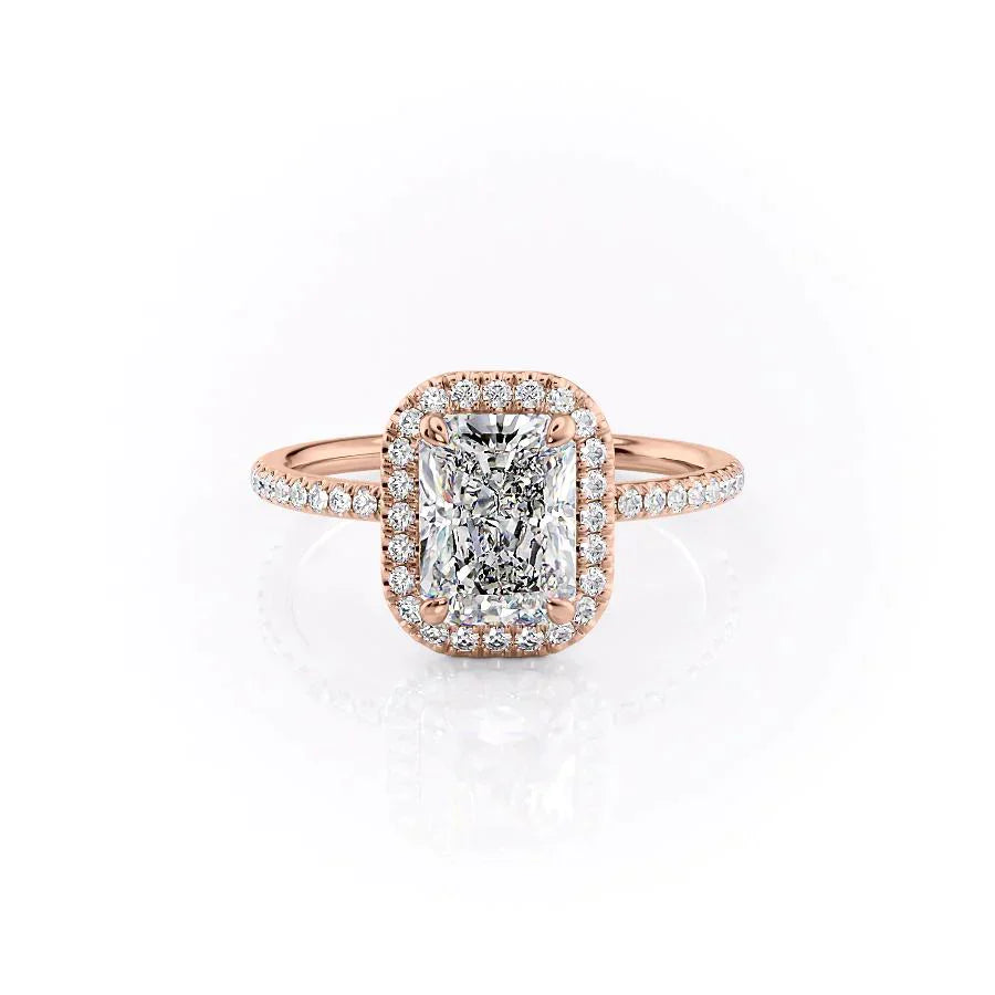 The Michelle Set With A 2.5 Carat Radiant 14K Rose Gold Lab Diamond