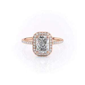 The Michelle Set With A 3 Carat Radiant 14K Rose Gold Lab Diamond