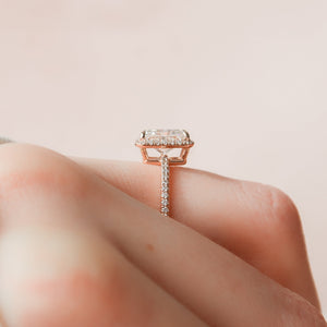 The Michelle Set With A 1 Carat Radiant 14K Rose Gold Lab Diamond