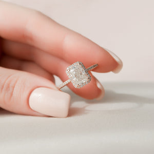 The Michelle Set With A 1 Carat Radiant 14K Rose Gold Lab Diamond