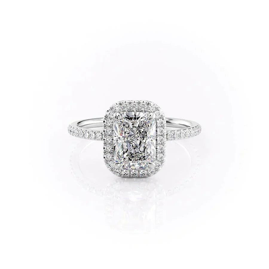 The Michelle Set With A 1.5 Carat Radiant 14K White Gold Lab Diamond