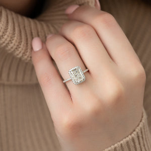 The Michelle Set With A 1 Carat Radiant 18K White Gold Lab Diamond