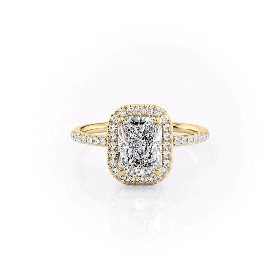 The Michelle Set With A 1 Carat Radiant 14K Yellow Gold Lab Diamond