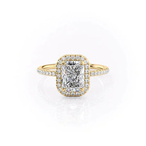The Michelle Set With A 1.5 Carat Radiant 18K Yellow Gold Lab Diamond