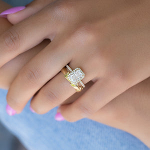 The Michelle Set With A 1 Carat Radiant 18K Yellow Gold Lab Diamond