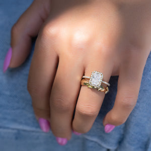 The Michelle Set With A 1 Carat Radiant 14K Yellow Gold Lab Diamond