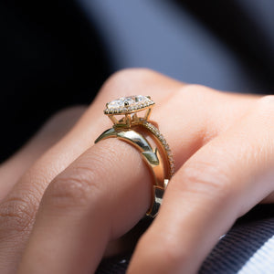 The Michelle Set With A 1 Carat Radiant 18K Yellow Gold Lab Diamond