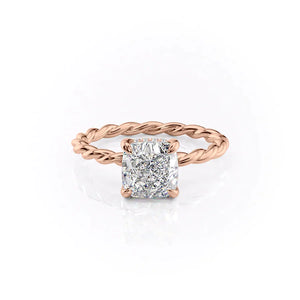 The Alice Set With A 1 Carat Cushion 14K Rose Gold Lab Diamond