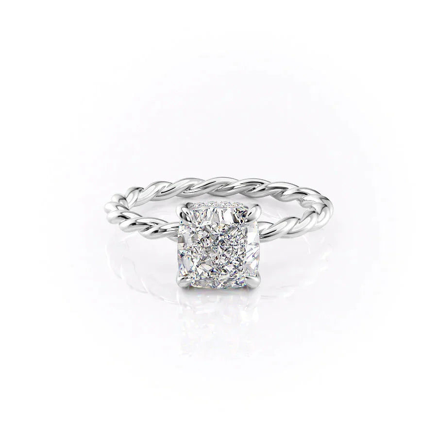 The Alice Set With A 1 Carat Cushion 14K White Gold Lab Diamond