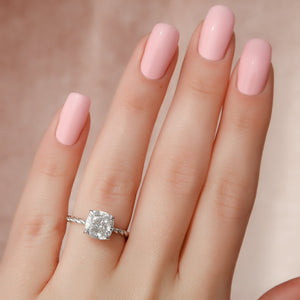 The Alice Set With A 1 Carat Cushion 14K White Gold Lab Diamond