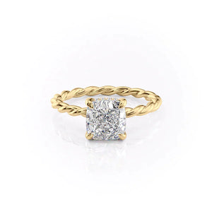 The Alice Set With A 1.5 Carat Cushion 18K Yellow Gold Lab Diamond