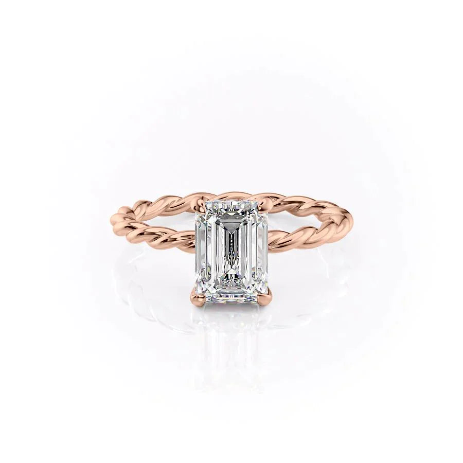 The Alice Set With A 1.5 Carat Emerald 14K Rose Gold Lab Diamond