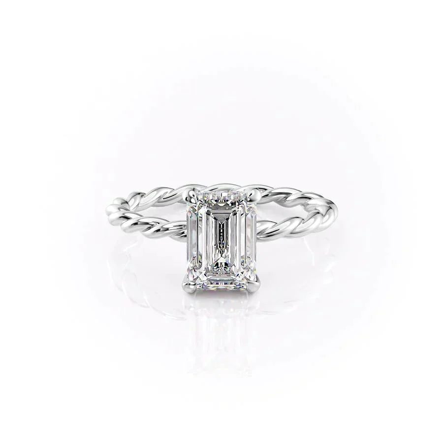 The Alice Set With A 2 Carat Emerald 18K White Gold Lab Diamond