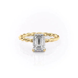 The Alice Set With A 1 Carat Emerald 14K Yellow Gold Lab Diamond