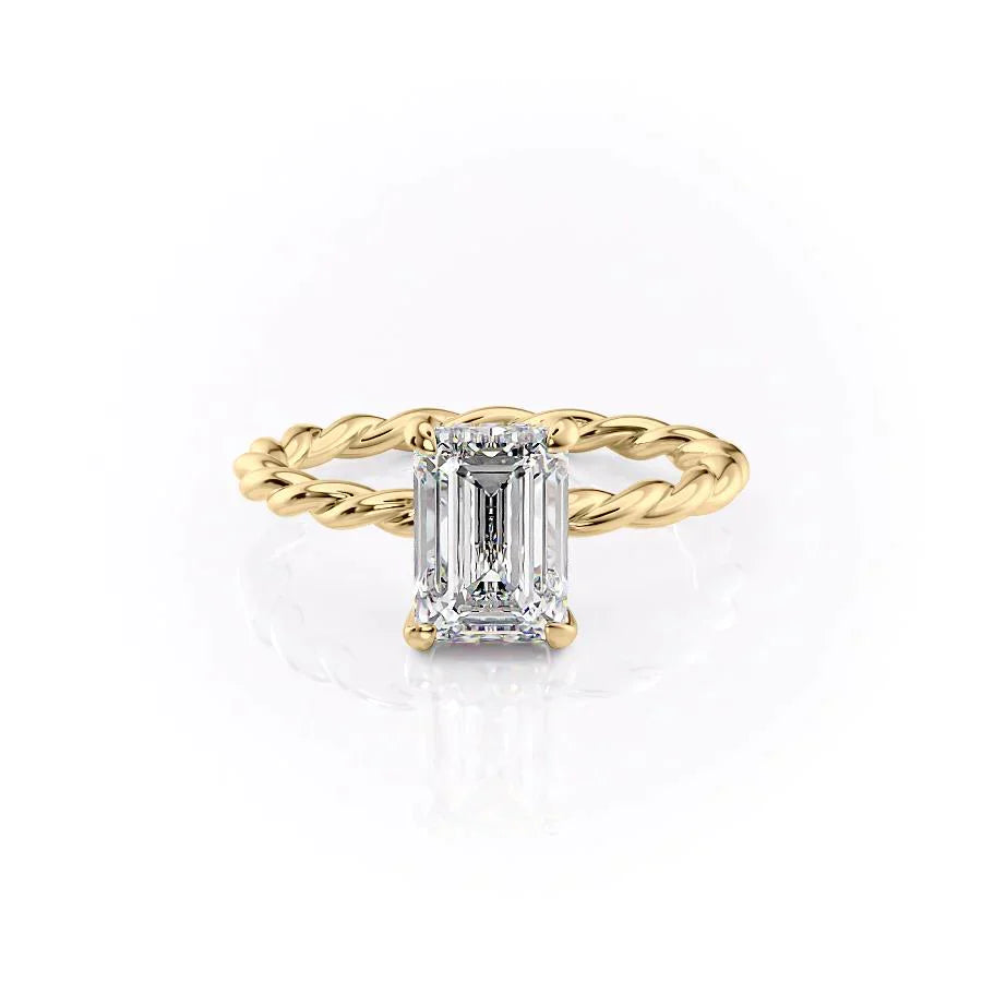 The Alice Set With A 2 Carat Emerald 14K Yellow Gold Lab Diamond