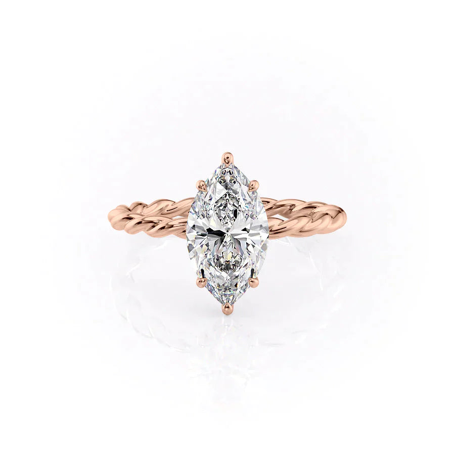 The Alice Set With A 1 Carat Marquise 14K Rose Gold Lab Diamond