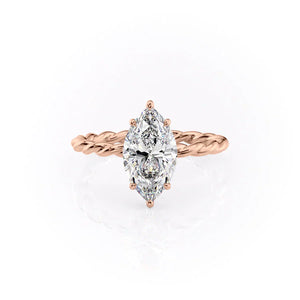 The Alice Set  With A 1 Carat Marquise 14K Rose Gold Moissanite