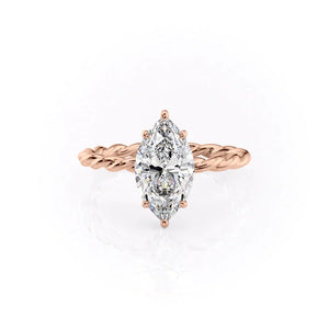 The Alice Set With A 2 Carat Marquise 14K Rose Gold Lab Diamond