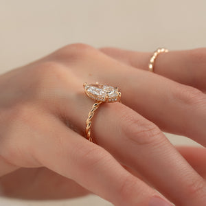 The Alice Set With A 2 Carat Marquise 14K Rose Gold Lab Diamond